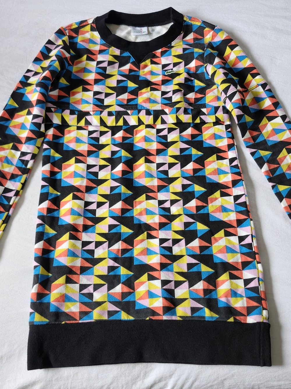 Lacoste Black Multicolor Geometric Crewneck Sweater - Picture 3 of 9